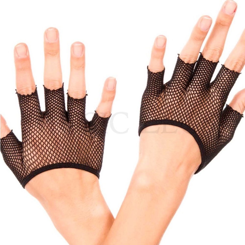NWT BLACK FISHNET FINGERLESS GLOVES ONE SIZE‎ FITS MOST